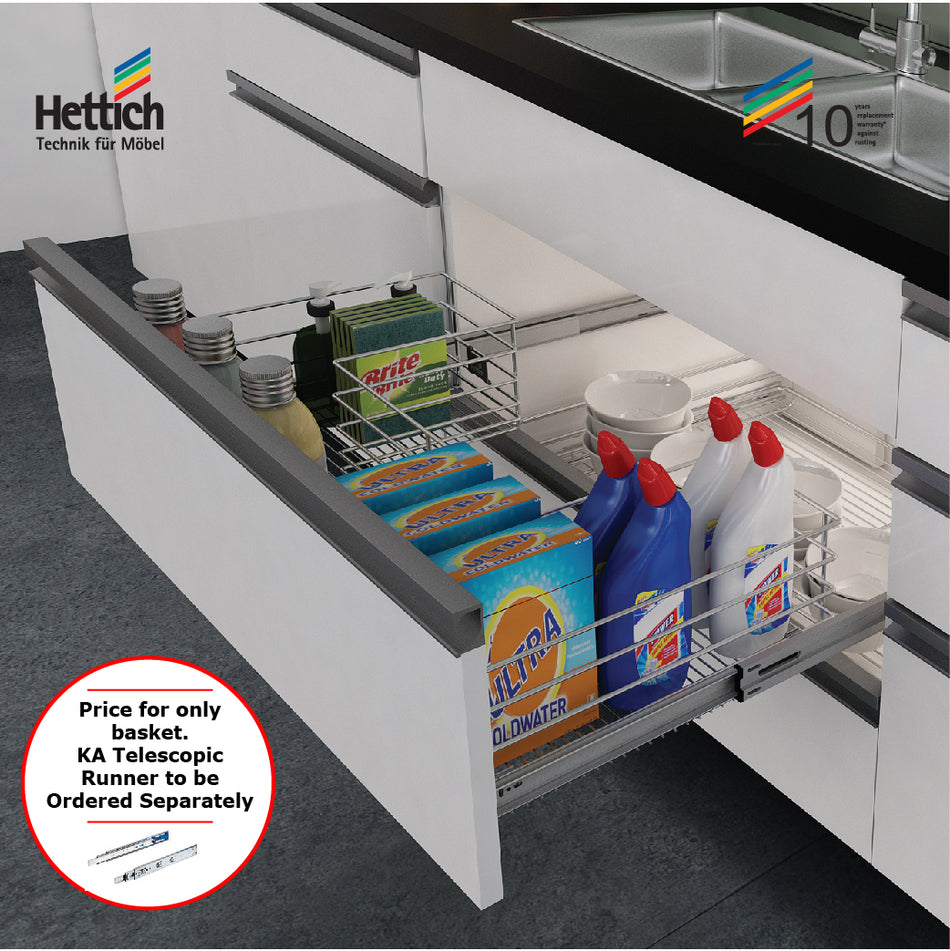 Hettich Under Sink Basket Dimension 836x500x200mm Stainless Steel - HT 919045100