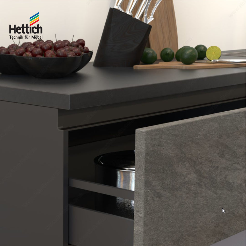 Hettich Gola Profile Handle L Type, Length 3000mm, Black Finish - HT929922500