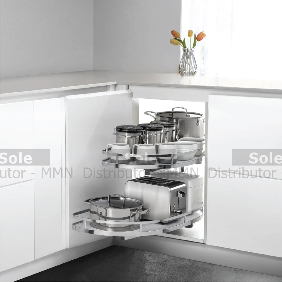 Higold Kitchen Corner Cabinet Pullout Shearer Style Left Opening, Cabinet Size 900mm, Titanium Gray - HG101081