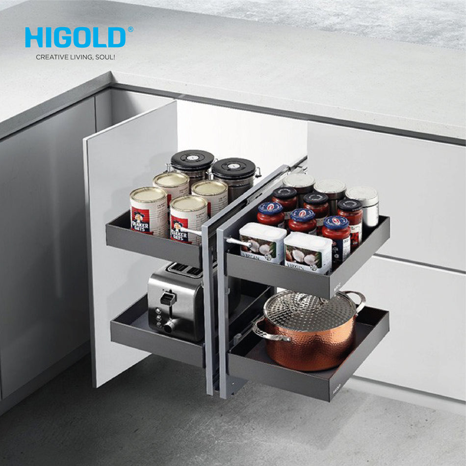 Higold Show Hand Universal Corner Basket Shearer Style, Dimension 660x455x595mm, Matt Gray - HG10114