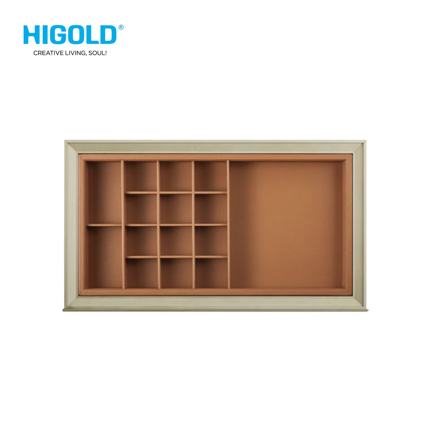 HIGOLD Armani යට ඇඳුම් ගබඩා පෙට්ටිය - කැබිනට් 900mm -තැඹිලි + කොබෝල්ට් රන් මෘදු වසා (Angas) - HG703714