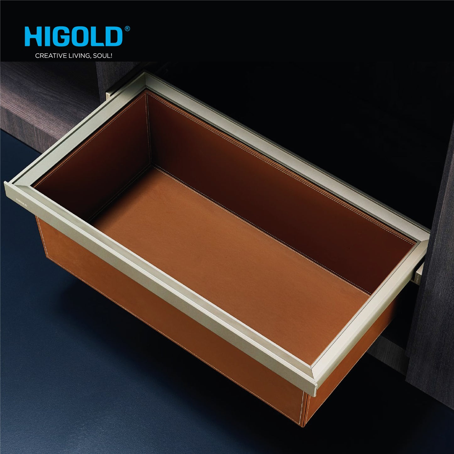 HIGOLD Armani Clothes Baskets -කැබිනට් 900mm - තැඹිලි + Cobalt Gold Soft Close (Angas) - HG703734