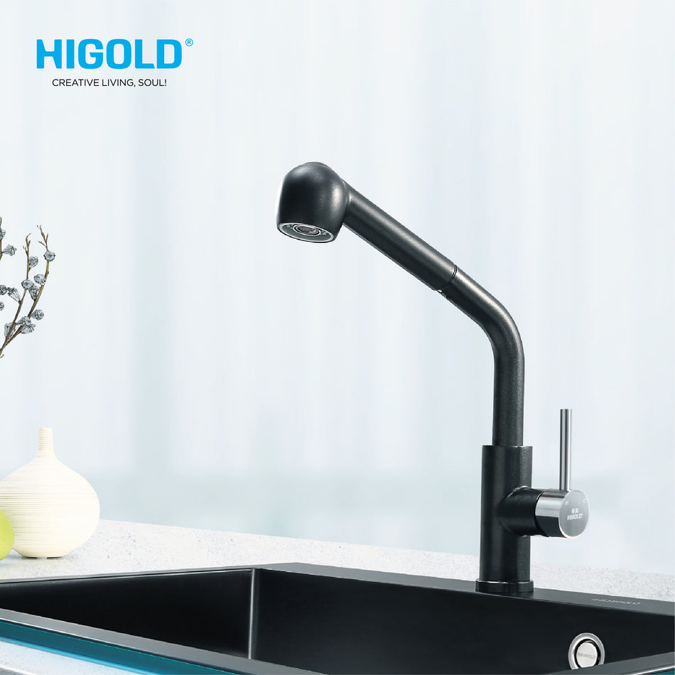 Higold Kitchen Faucet Dimension 285x236mm Stainless Steel Black & White Colour - HG98013