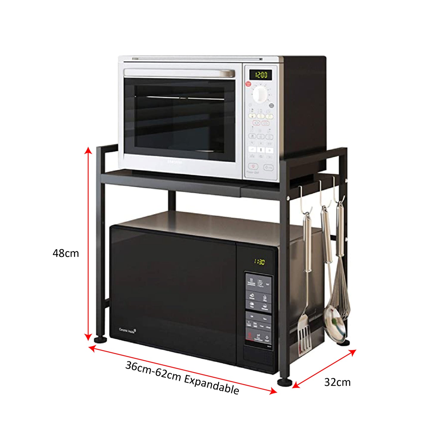 Mcoco Microwave Rack Single & Double Shelves Black Colour - MW0
