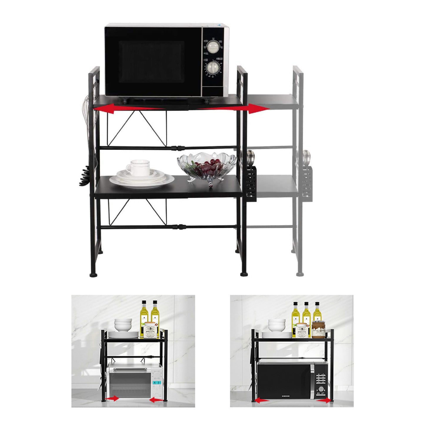 Mcoco Microwave Rack Single & Double Shelves Black Colour - MW0