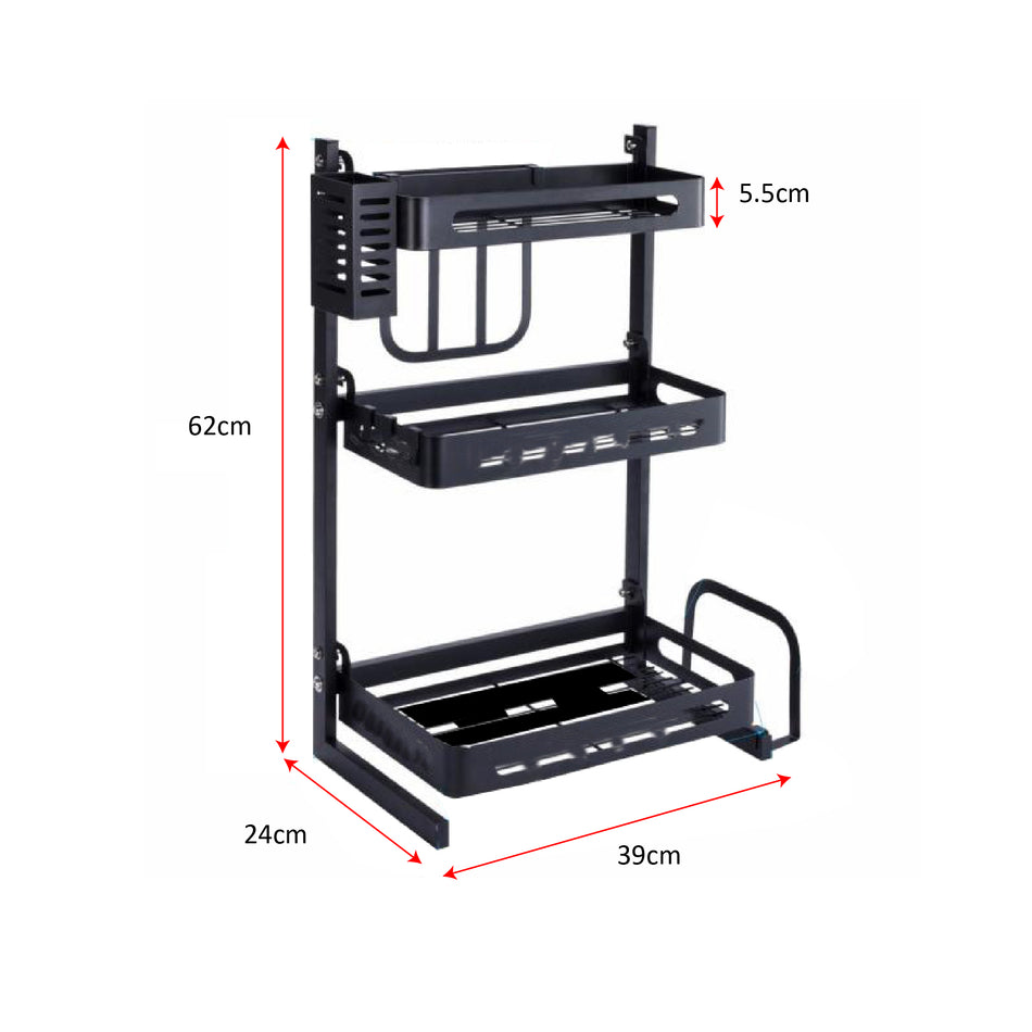 Mcoco Spice Rack 02 & 03 Shelves Small & Medium Black Colour - SR0