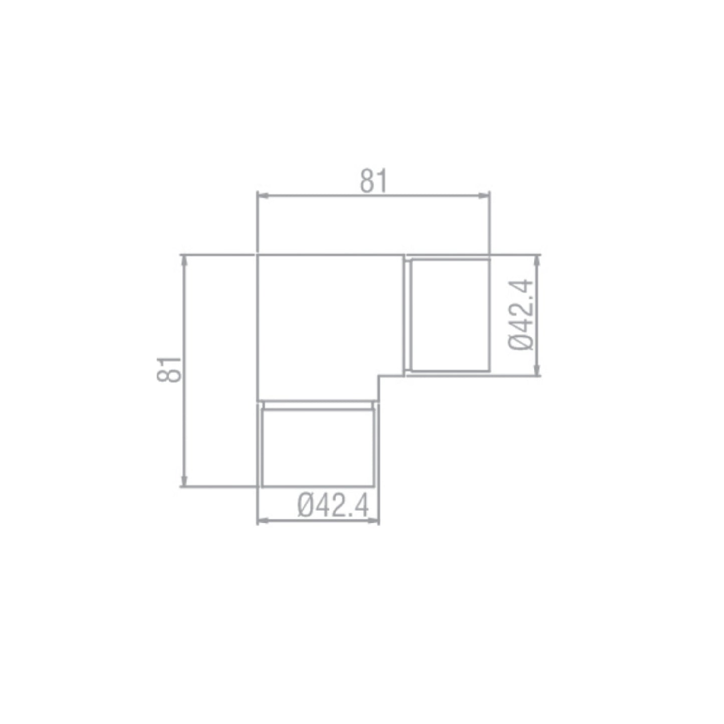 Kich 90 Degree Bend For Handrail , Size 42.4mm Stainless Steel 304 Grade Finish - AM90HRB- 42.4