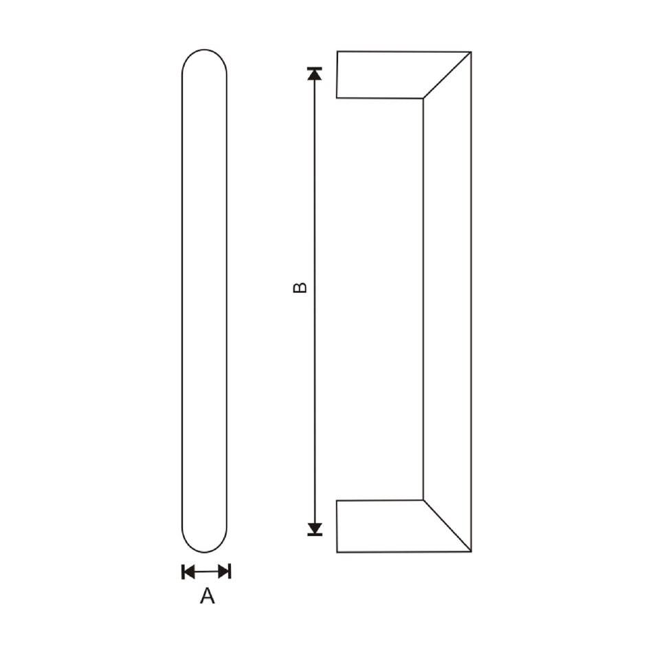 EuroArt Mitred Pull Handle ,Size 25x600mm , Stainless Steel Finish (Pair) - PHS222(2)+BBF/SSS