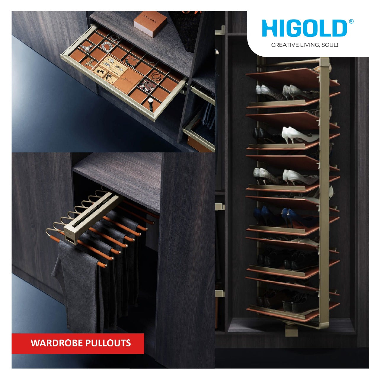 Higold wardrobe pullouts - optimize your wardrobe space with stylish and functional storage solutions.
