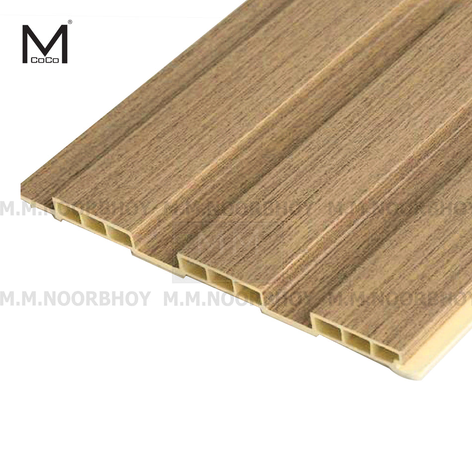 Mcoco WPC Fluted Wall Panel - Golden Sandalwood (103x) Color - 195*3000mm - MCO/WP/M204/MX026