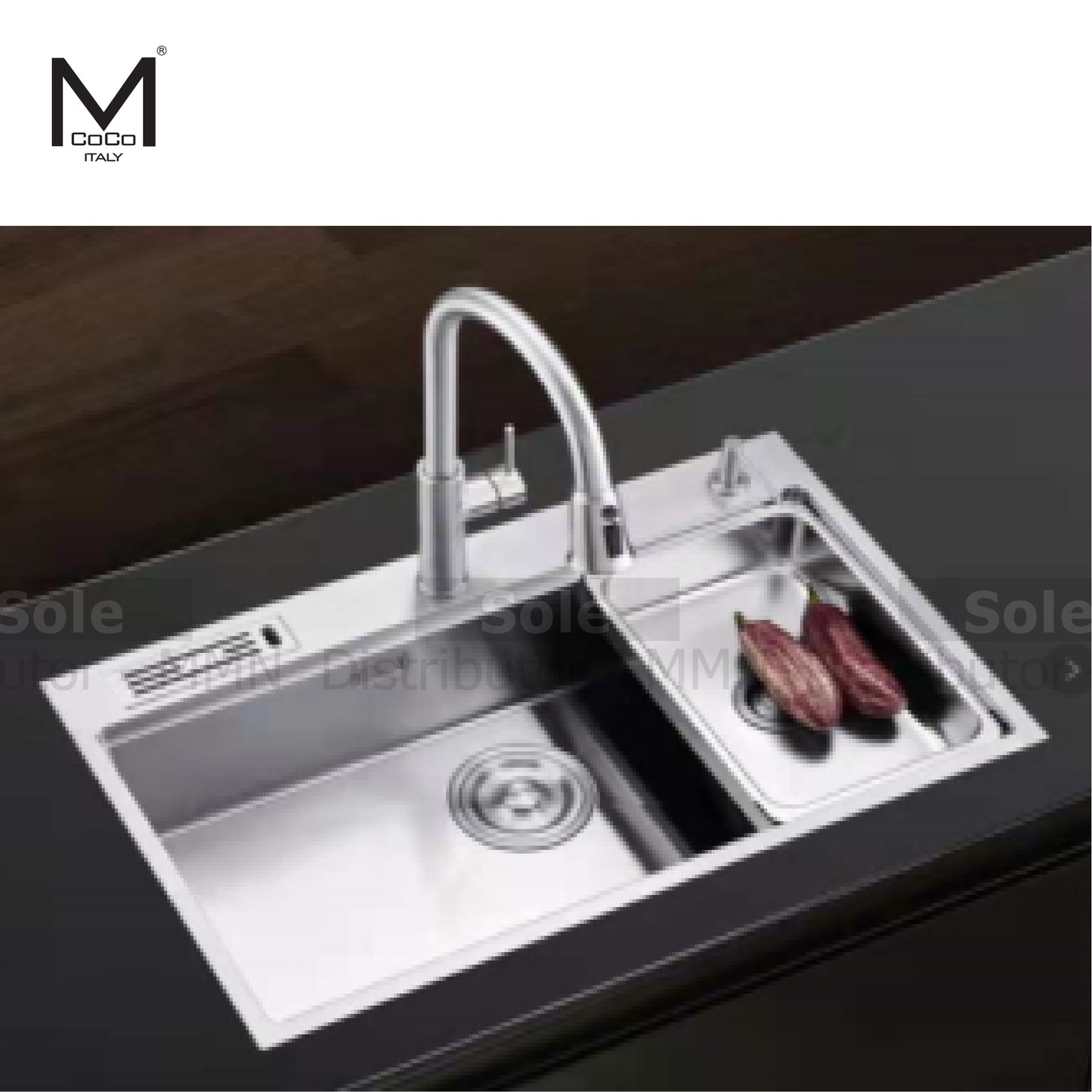 Mcoco Sink Top Mount Single Bowl Dimension 780x460x220mm Stainless Steel Finish - 7846SS