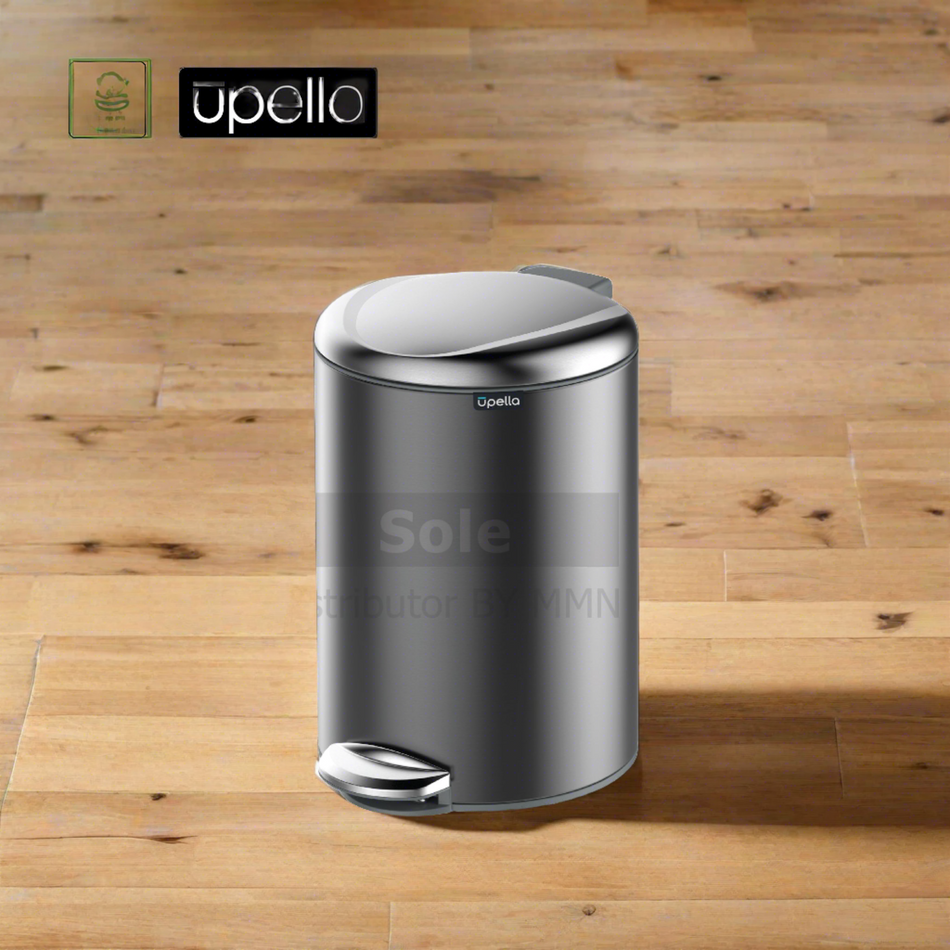 Upella Pedal Waste Bins, 5L, and 9L, in Mint Green and Bermu Mountain Grey, each with an SS colored lid - BERMU