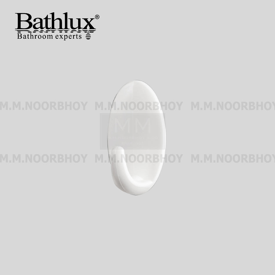 Bathlux Self Adhensive Single Ovel Hook Plastic Material with White Color 5 Pcs- BLX/HK/WHT/30364