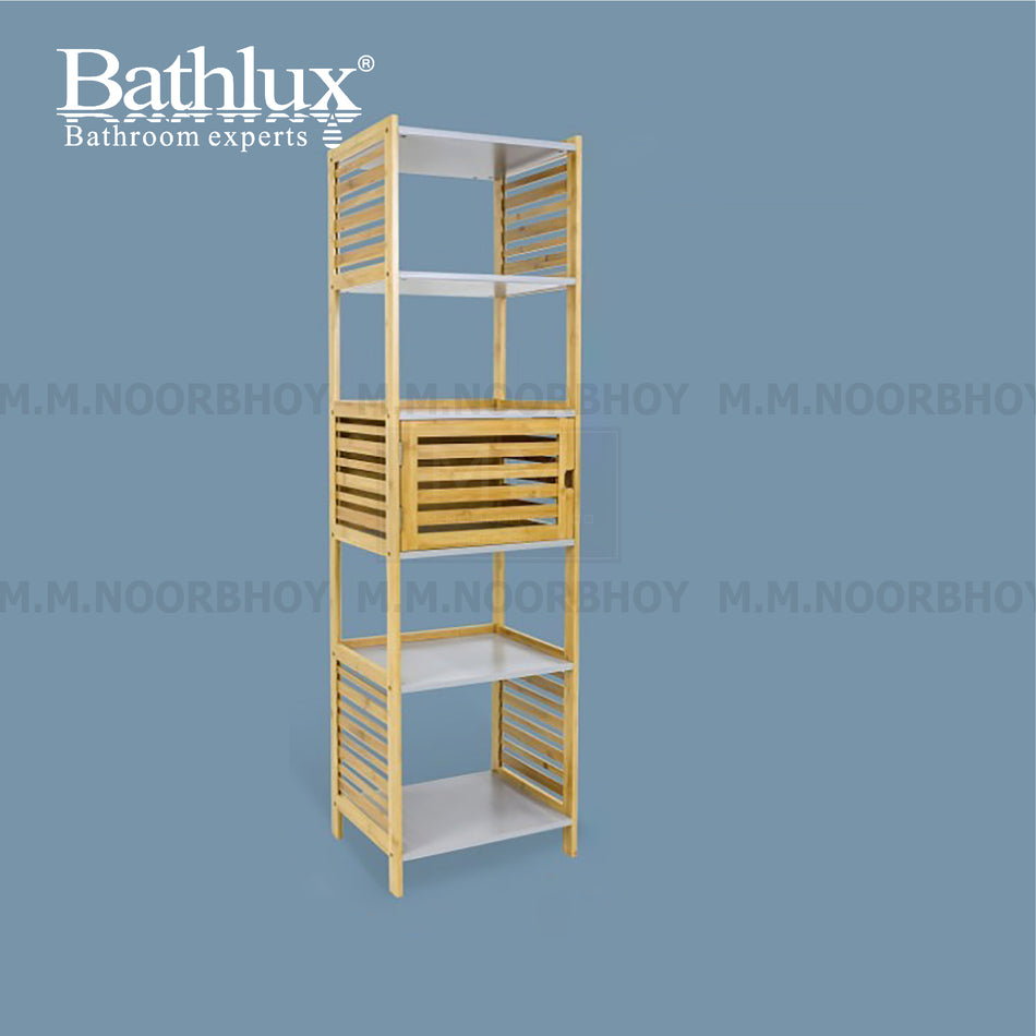 Bathlux Bathroom Rack with Shelf 140X36X30cm with White and Beige Color - BLX/BR/50846