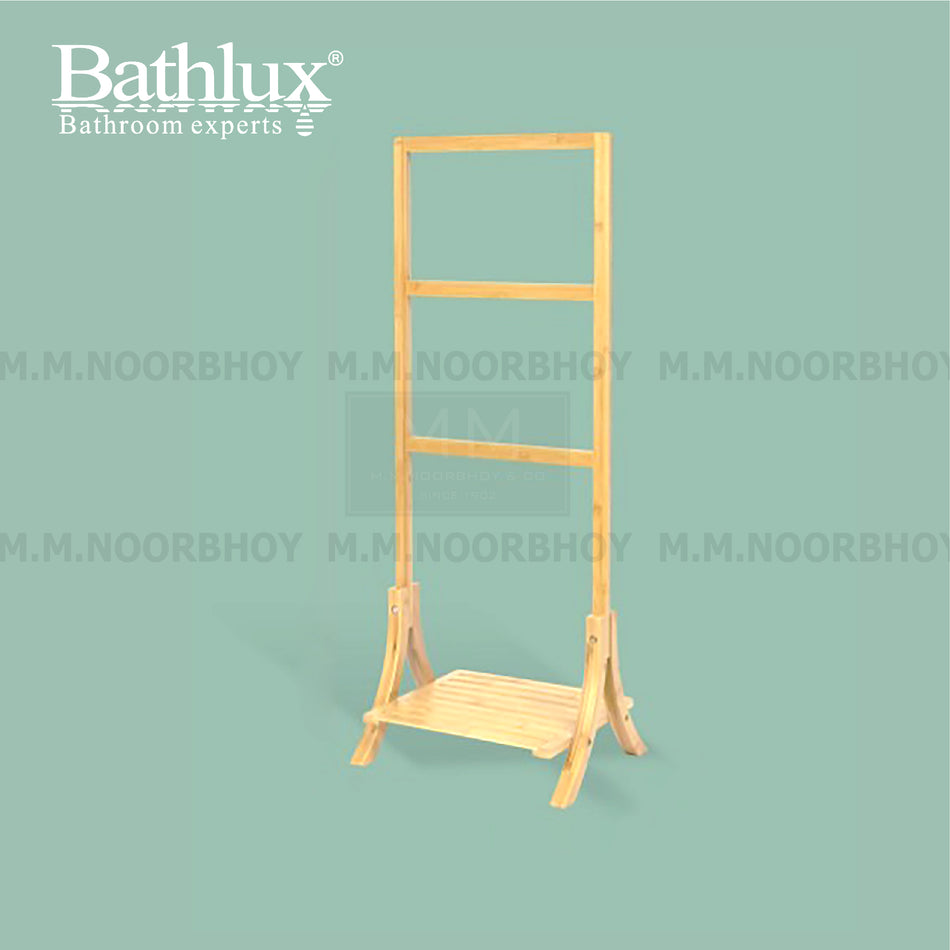 Bathlux Bathroom Towel Rack with Shelf Beige Color Bamboo Material - BLX/TR/50857