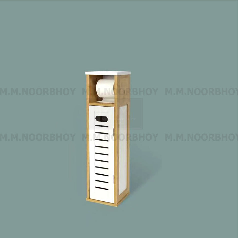 Bathroom Storage Cabinet with Shelf White and Beige Color - BLX/BC/50849