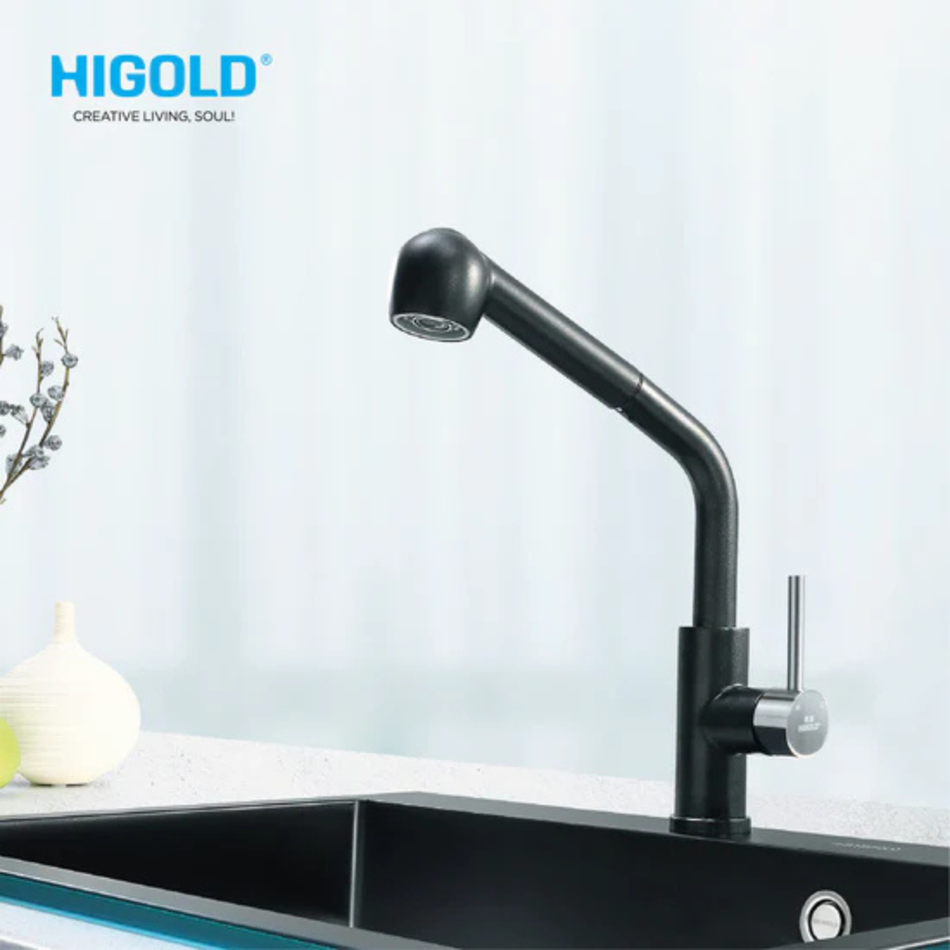 Higold Kitchen Faucet Dimension 285x236mm Stainless Steel Black & White Colour - HG98013