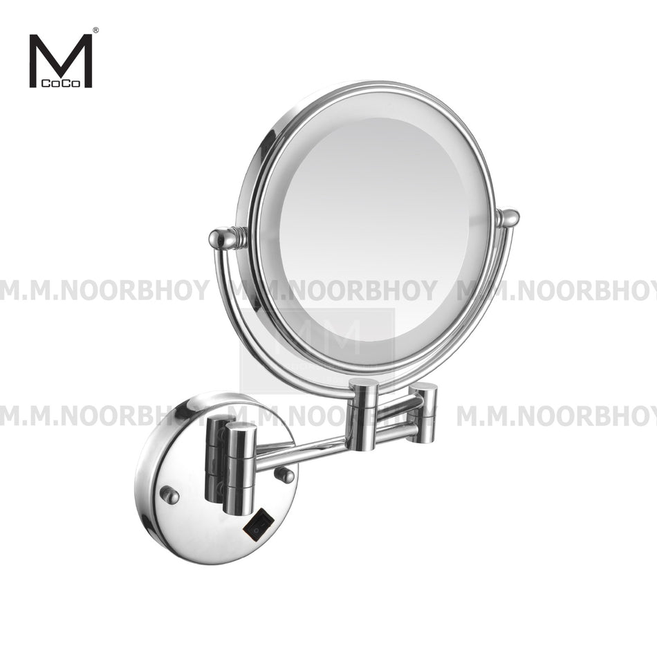 Mcoco Brass Wall-Mounted Magnifier Mirror with LED Light 8 Inches Chrome Finish - MCO/LEMIR/CH/COV19