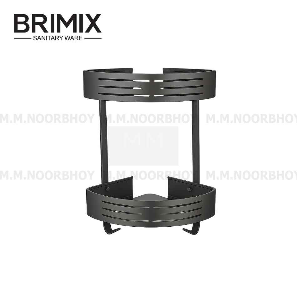 Brimix Double Shelf Corner Rack Aluminum Triangular Design Gunmetal Grey Finish - YI-BRI/CR/GRY/5684NG-2