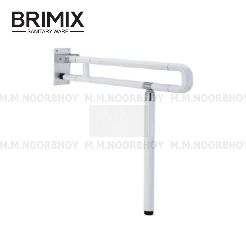 Brimix Grab Bar with Vertical Support Leg (Bathroom Safety Rail) White Color - YI-BRI/GB/WHT/ABS03