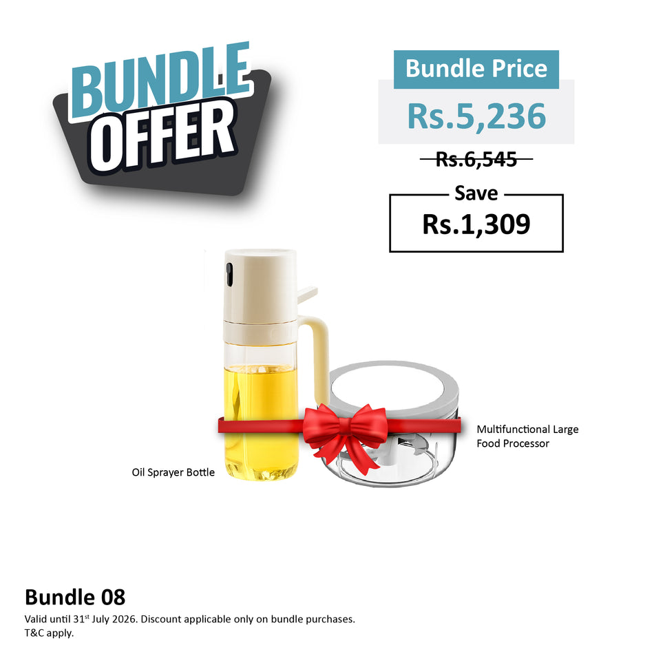 Bundle 08 - Glass Oil Sprayer Bottle 250ml + Multifactional Large Food Processor