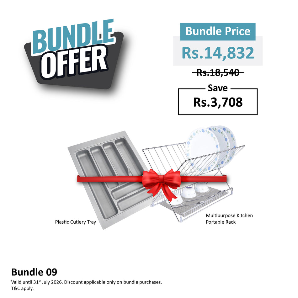 Bundle 09 - Mcoco Multipurpose Kitchen Rack + Mcoco Plastic Cutlery Tray