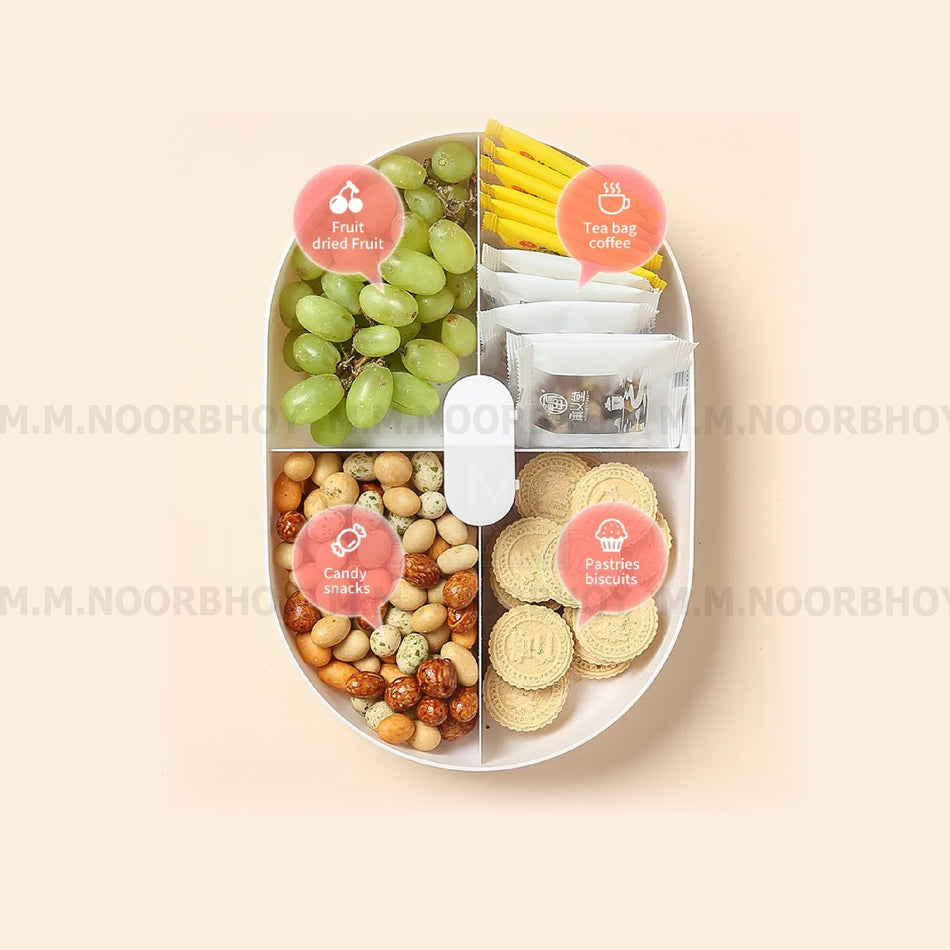 Fruit Tray and Multi use Serving Platter with Lid Single Layer 4 Compartment Each - ECO/HW