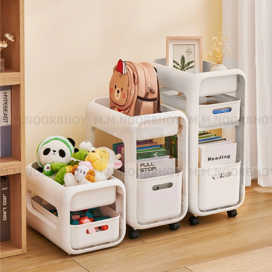 Multipurpose Storage Rack with White Color with Wheel and Without Wheel - ECO/HW/WHT/E2403