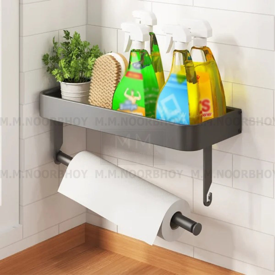 Multipurpose Wall-Mounted Storage Rack Material Aluminium & PP Material Grey Color - ECO/HW/GRY/E24037