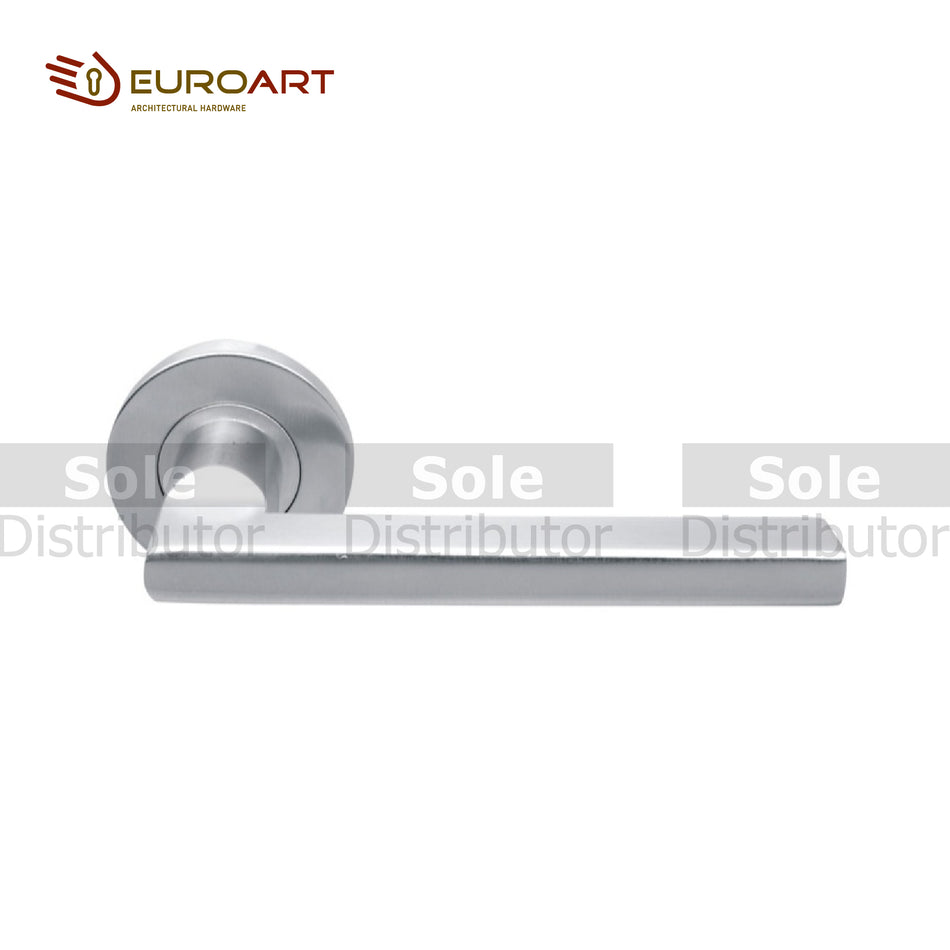 Euroart Lever Handle on Rose with Escutcheons - EURO/LH/SSS/LRS310
