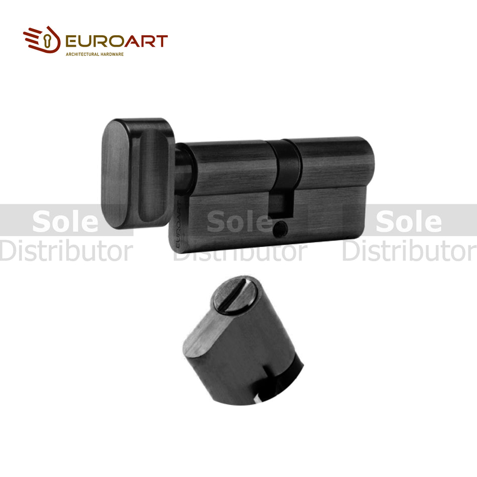 EuroArt Euro Bathroom Cylinder and Turn, Size 70mm , Satin Nickel,Matt Black & Antique Brass Finish - CYD470