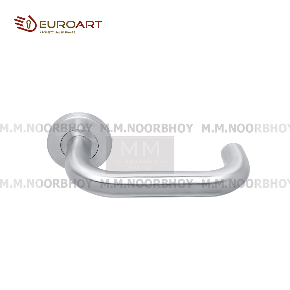 EuroArt Tubular Lever Handle On Rose , 22mm With Escutcheons ,Stain Stainless Steel 304 Finish (Pair)- LRS101+EES001SS