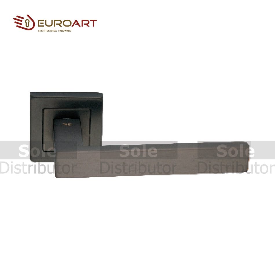 EuroArt Lever Handle On Square Rose On With Escutcheons , Black PVD Finish - LRS419/BL/PVD