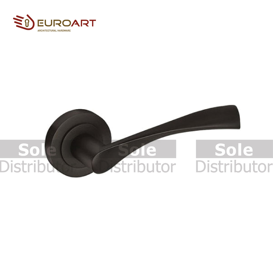 EuroArt Solid Lever Handle With Escutcheons, Size 125x70x52x40mm, SSS 304 & PVD BLK Finish - LRS203