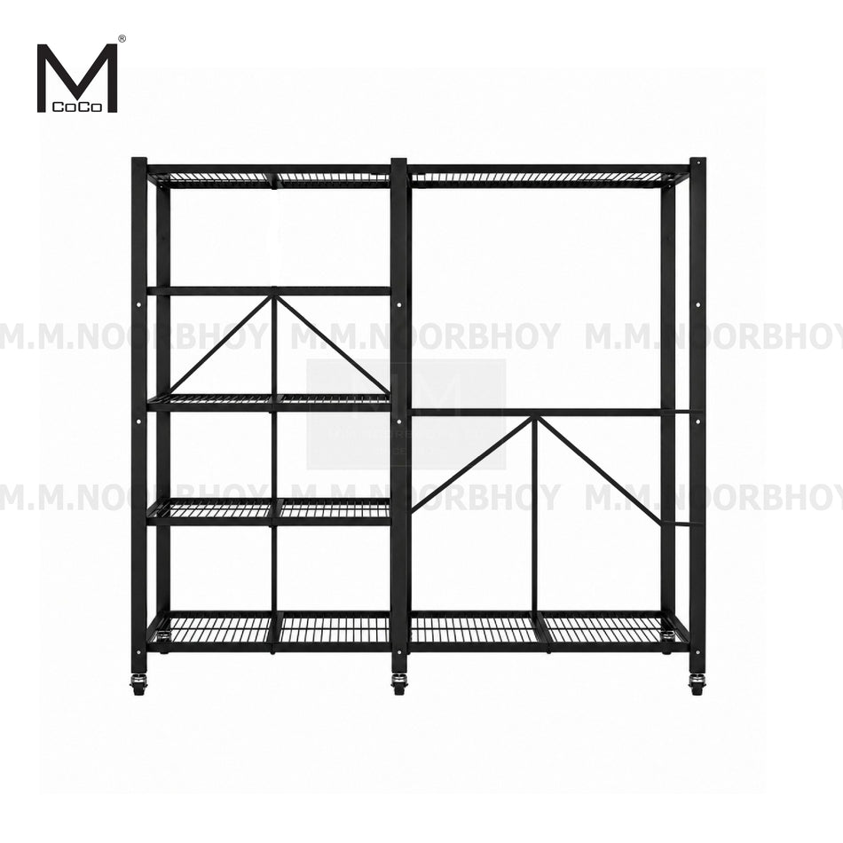 Mcoco Black Steel Foldable 5 Shelf and Hanging Space Rack With 6 Wheel -  FRL1385