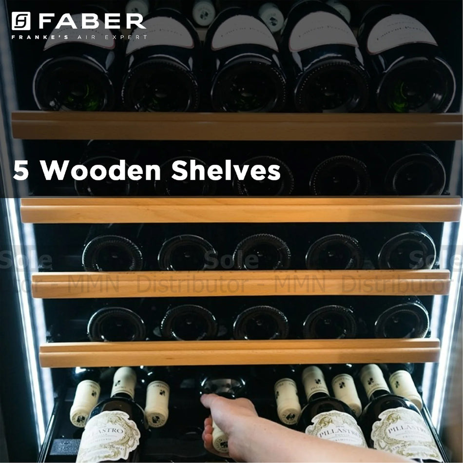 Faber Wine Chiller JCF 145S Black Dual 5-20°C and 46 Bottles Holds R600a Refrigerant Tropical Frost-free - FB/WC/BK/145S/131.0674.738