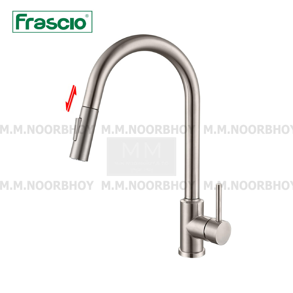 Frascio Kitchen Faucet Pullout Sink Mixer Tap Matt Black & Brush Nickel Finish - FRA1059701