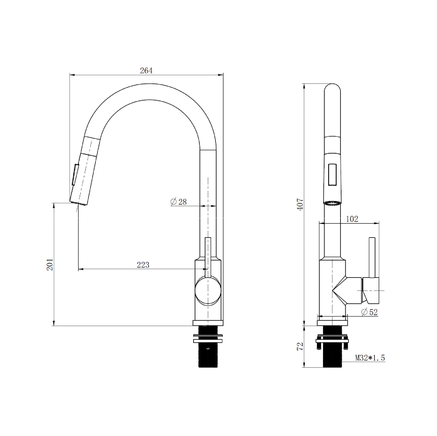 Frascio Kitchen Faucet Sensor Touch Pullout Sink Mixer Tap Matt Black & Brush Nickel Finish - FRA1059701