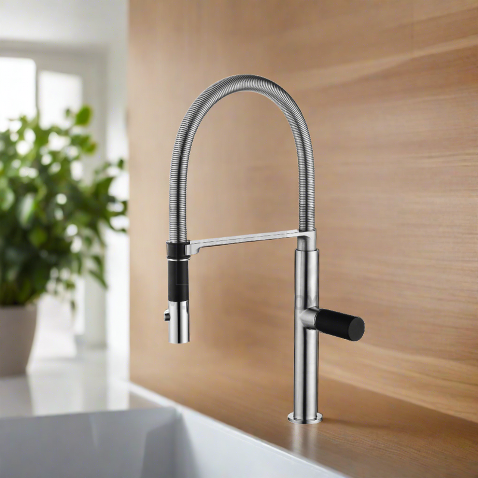 Frascio Water Faucet Mixer Tap Single Lever Pullout With Two Flexible Hoses Chrome Plated Finish - FRA1059062CP