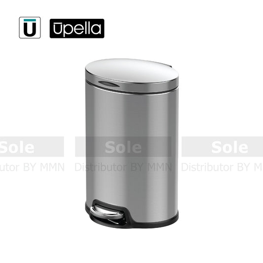 Upella 20L and 40L Ganix Oval Shape Silver Color Pedal Waste Bin Each - GANIX