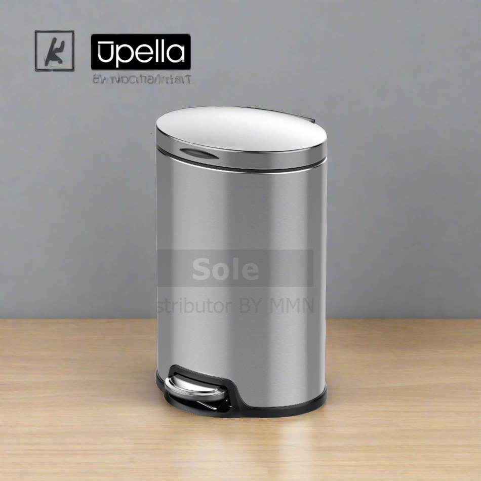 Upella 20L and 40L Ganix Oval Shape Silver Color Pedal Waste Bin Each - GANIX