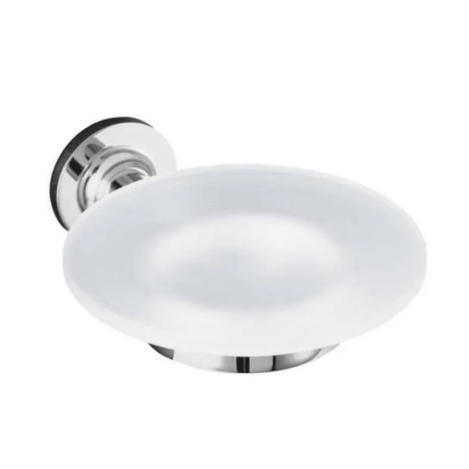 GC Oval Shaped Glass CP Finish Elegance Soap Dish Holder - GCELGSDG
