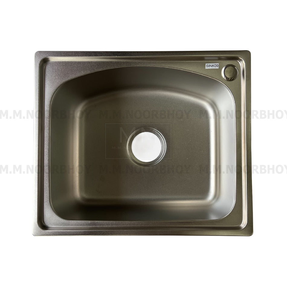 GC Square Large Single Bowl Sink with Draining Basket - GCSINKLSQSS304