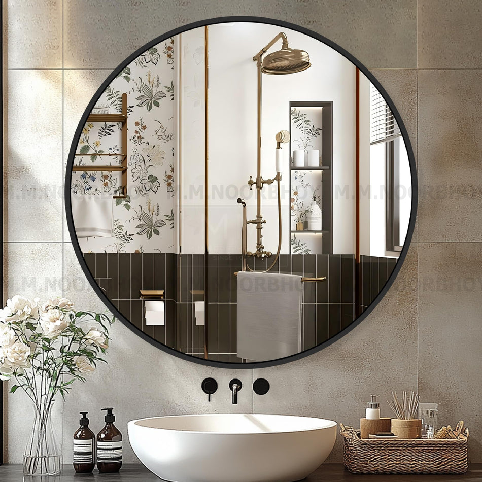 GC-Mirror with Frame 12 Round Black - MIR12 - GC/BF/MIR/BLK/12