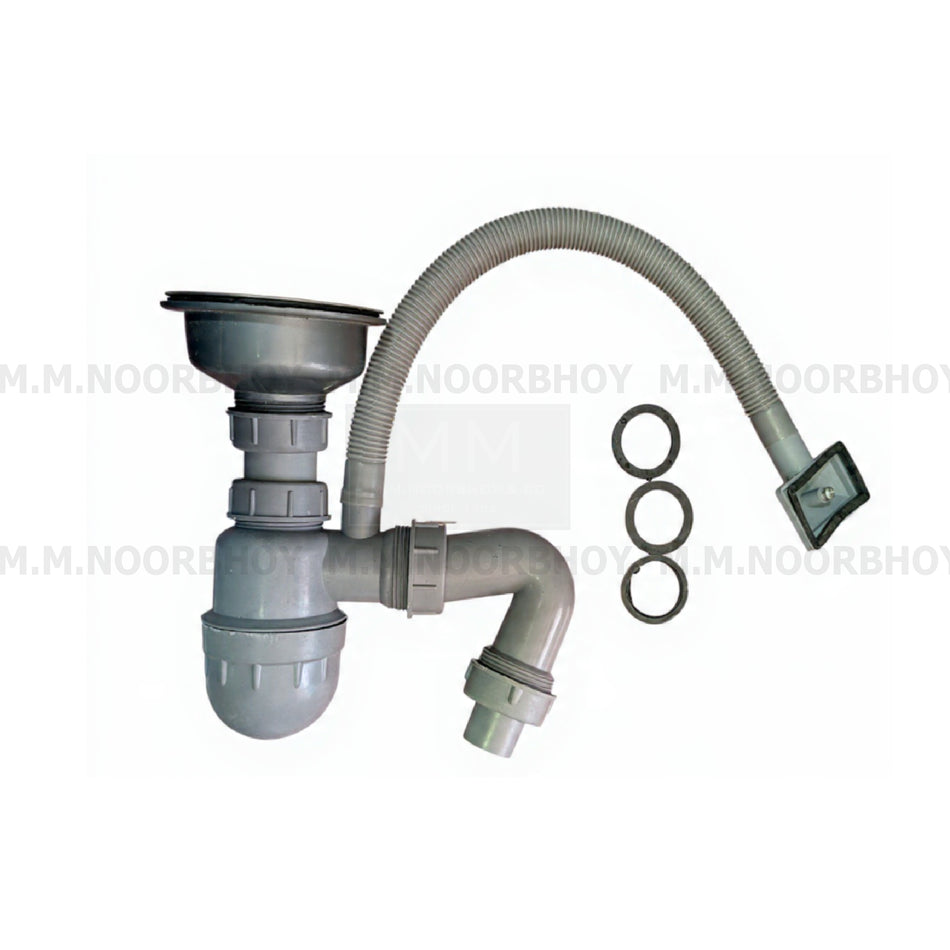 GC PVC Grey Bottle Trap with 1 1/2 Inch Waste - GCBTGR