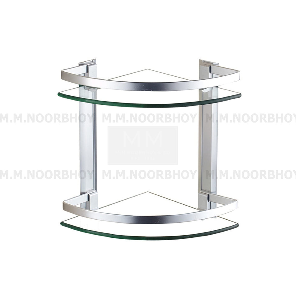 GC - Wesda Double Shelf Glass Corner Rack Aluminium - 11 1/2 x 9 1/2 Inches - GCGCRA2