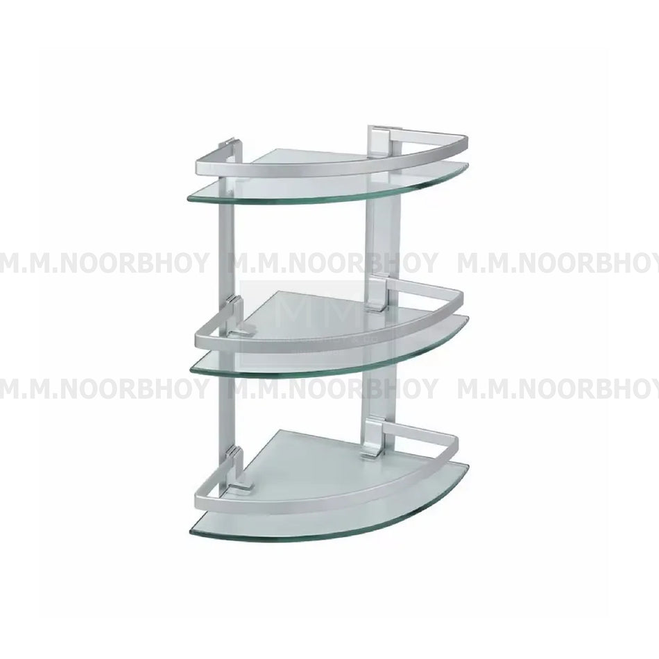 GC - Wesda Double Shelf Glass Corner Rack Aluminium - 11 1/2 x 9 1/2 Inches - GCGCRA2