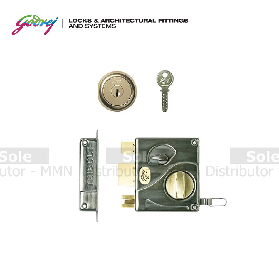 Godrej DC Ultra Tribolt 1CK Rim Lock Antique Brass - GOD811