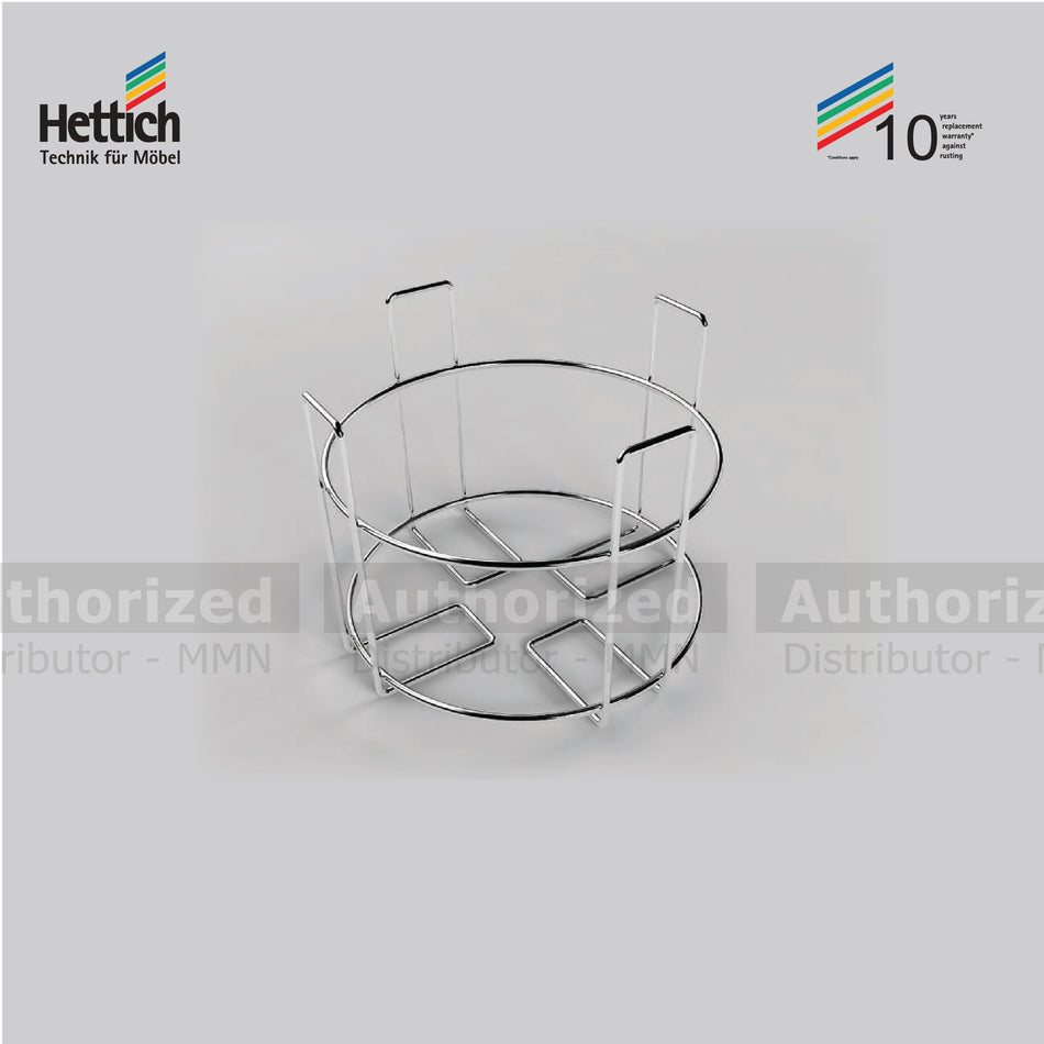 Hettich Round Cargo Waste Bin, Size 265x205mm, Stainless Steel Chrome Plated - HT921044400