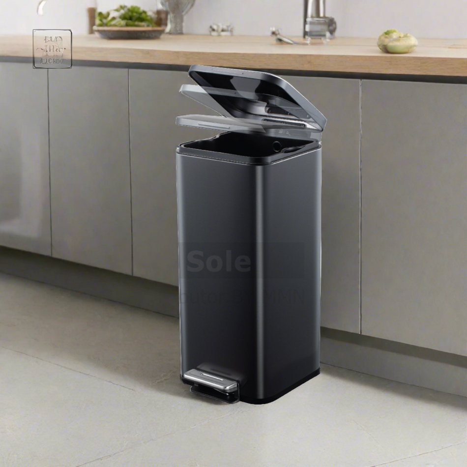 Upella Hauser Waste Bin Stainless Steel Black Color Each - HAUSER